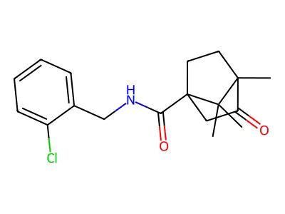 N-(2-chlorobenzyl)-4,7,7-trimethyl-3-oxobicyclo[2.2.1]heptane-1-carboxamide structure
