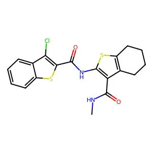 3-chloro-N-[3-(methylcarbamoyl)-4,5,6,7-tetrahydro-1-benzothiophen-2-yl]-1-benzothiophene-2-carboxamide structure