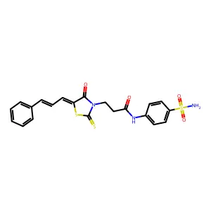 3-((Z)-4-oxo-5-((E)-3-phenylallylidene)-2-thioxothiazolidin-3-yl)-N-(4-sulfamoylphenyl)propanamide structure