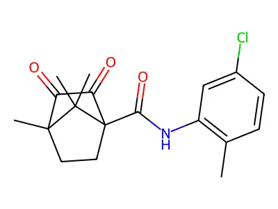 N-(5-chloro-2-methylphenyl)-4,7,7-trimethyl-2,3-dioxobicyclo[2.2.1]heptane-1-carboxamide structure
