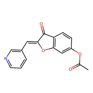 (Z)-3-oxo-2-(pyridin-3-ylmethylene)-2,3-dihydrobenzofuran-6-yl acetate structure