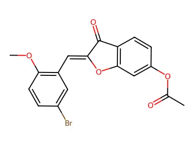 (Z)-2-(5-bromo-2-methoxybenzylidene)-3-oxo-2,3-dihydrobenzofuran-6-yl acetate structure