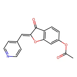 (Z)-3-oxo-2-(pyridin-4-ylmethylene)-2,3-dihydrobenzofuran-6-yl acetate structure