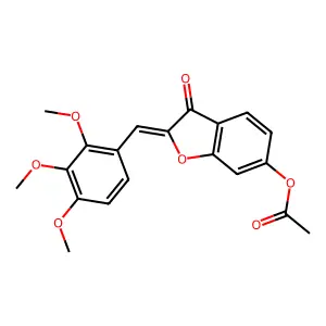 (2Z)-3-oxo-2-(2,3,4-trimethoxybenzylidene)-2,3-dihydro-1-benzofuran-6-yl acetate structure