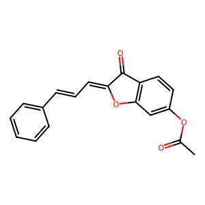 (Z)-3-oxo-2-((E)-3-phenylallylidene)-2,3-dihydrobenzofuran-6-yl acetate structure