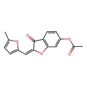 (Z)-2-((5-methylfuran-2-yl)methylene)-3-oxo-2,3-dihydrobenzofuran-6-yl acetate structure