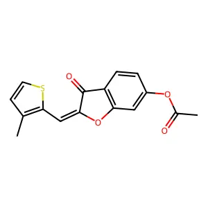 (Z)-2-((3-methylthiophen-2-yl)methylene)-3-oxo-2,3-dihydrobenzofuran-6-yl acetate structure