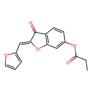 [(2Z)-2-(furan-2-ylmethylidene)-3-oxo-1-benzofuran-6-yl] propanoate structure