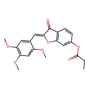 (Z)-3-oxo-2-(2,4,5-trimethoxybenzylidene)-2,3-dihydrobenzofuran-6-yl propionate structure