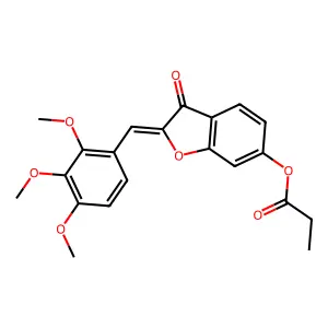 (Z)-3-oxo-2-(2,3,4-trimethoxybenzylidene)-2,3-dihydrobenzofuran-6-yl propionate structure