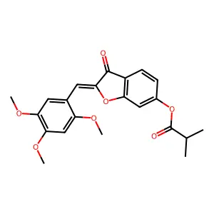 (Z)-3-oxo-2-(2,4,5-trimethoxybenzylidene)-2,3-dihydrobenzofuran-6-yl isobutyrate structure