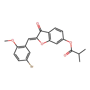 (2Z)-2-(5-bromo-2-methoxybenzylidene)-3-oxo-2,3-dihydro-1-benzofuran-6-yl 2-methylpropanoate structure