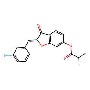 (Z)-2-(3-fluorobenzylidene)-3-oxo-2,3-dihydrobenzofuran-6-yl isobutyrate structure
