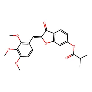 (Z)-3-oxo-2-(2,3,4-trimethoxybenzylidene)-2,3-dihydrobenzofuran-6-yl isobutyrate structure