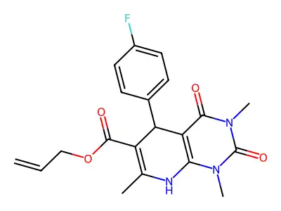 allyl 5-(4-fluorophenyl)-1,3,7-trimethyl-2,4-dioxo-1,2,3,4,5,8-hexahydropyrido[2,3-d]pyrimidine-6-carboxylate structure