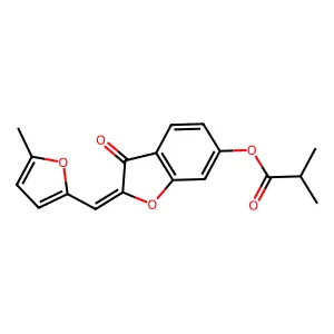 (Z)-2-((5-methylfuran-2-yl)methylene)-3-oxo-2,3-dihydrobenzofuran-6-yl isobutyrate structure