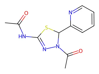 N-(3-acetyl-2-pyridin-2-yl-2H-1,3,4-thiadiazol-5-yl)acetamide structure