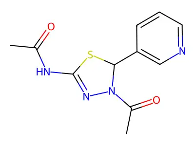 N-(4-Acetyl-5-(pyridin-3-yl)-4,5-dihydro-1,3,4-thiadiazol-2-yl)acetamide structure