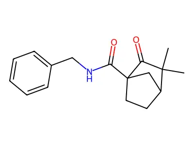 N-benzyl-3,3-dimethyl-2-oxobicyclo[2.2.1]heptane-1-carboxamide structure