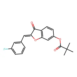 (2Z)-2-(3-fluorobenzylidene)-3-oxo-2,3-dihydro-1-benzofuran-6-yl 2,2-dimethylpropanoate structure