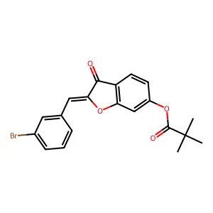 (2Z)-2-(3-bromobenzylidene)-3-oxo-2,3-dihydro-1-benzofuran-6-yl 2,2-dimethylpropanoate structure