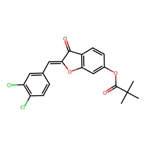 (2Z)-2-(3,4-dichlorobenzylidene)-3-oxo-2,3-dihydro-1-benzofuran-6-yl 2,2-dimethylpropanoate structure