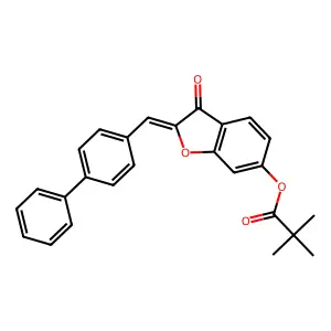 (2Z)-2-(biphenyl-4-ylmethylidene)-3-oxo-2,3-dihydro-1-benzofuran-6-yl 2,2-dimethylpropanoate structure