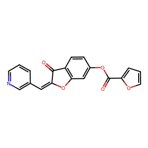 (Z)-3-oxo-2-(pyridin-3-ylmethylene)-2,3-dihydrobenzofuran-6-yl furan-2-carboxylate structure