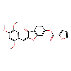 (Z)-3-oxo-2-(2,4,5-trimethoxybenzylidene)-2,3-dihydrobenzofuran-6-yl furan-2-carboxylate structure