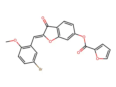 (Z)-2-(5-bromo-2-methoxybenzylidene)-3-oxo-2,3-dihydrobenzofuran-6-yl furan-2-carboxylate structure