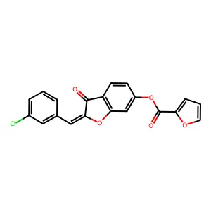 (Z)-2-(3-chlorobenzylidene)-3-oxo-2,3-dihydrobenzofuran-6-yl furan-2-carboxylate structure