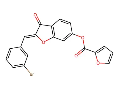 (Z)-2-(3-bromobenzylidene)-3-oxo-2,3-dihydrobenzofuran-6-yl furan-2-carboxylate structure