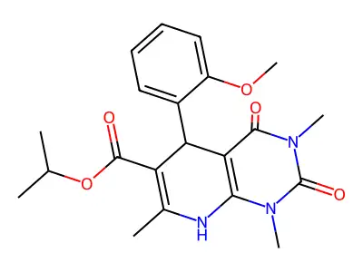 isopropyl 5-(2-methoxyphenyl)-1,3,7-trimethyl-2,4-dioxo-1,2,3,4,5,8-hexahydropyrido[2,3-d]pyrimidine-6-carboxylate structure