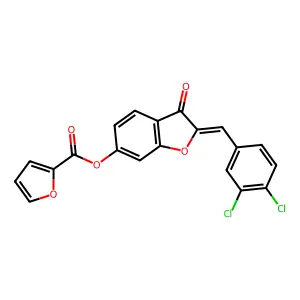 (Z)-2-(3,4-dichlorobenzylidene)-3-oxo-2,3-dihydrobenzofuran-6-yl furan-2-carboxylate structure