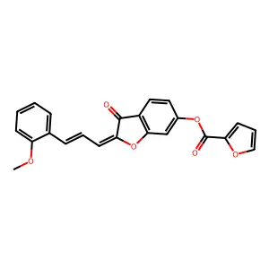 (Z)-2-((E)-3-(2-methoxyphenyl)allylidene)-3-oxo-2,3-dihydrobenzofuran-6-yl furan-2-carboxylate structure