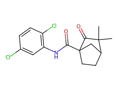 N-(2,5-dichlorophenyl)-3,3-dimethyl-2-oxobicyclo[2.2.1]heptane-1-carboxamide structure