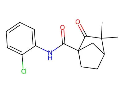 N-(2-chlorophenyl)-3,3-dimethyl-2-oxobicyclo[2.2.1]heptane-1-carboxamide structure