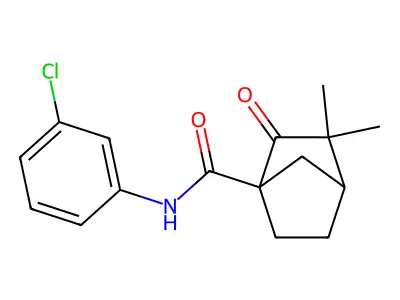 N-(3-chlorophenyl)-3,3-dimethyl-2-oxobicyclo[2.2.1]heptane-1-carboxamide structure