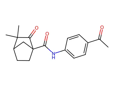 N-(4-acetylphenyl)-3,3-dimethyl-2-oxobicyclo[2.2.1]heptane-1-carboxamide structure