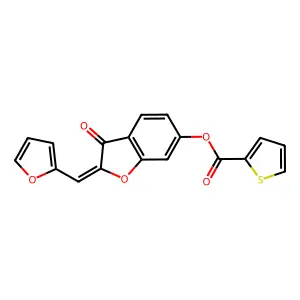 (Z)-2-(furan-2-ylmethylene)-3-oxo-2,3-dihydrobenzofuran-6-yl thiophene-2-carboxylate structure
