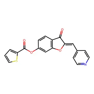 (Z)-3-oxo-2-(pyridin-4-ylmethylene)-2,3-dihydrobenzofuran-6-yl thiophene-2-carboxylate structure