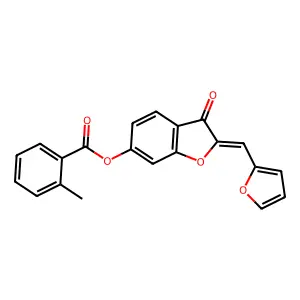 (Z)-2-(furan-2-ylmethylene)-3-oxo-2,3-dihydrobenzofuran-6-yl 2-methylbenzoate structure
