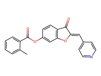 (Z)-3-oxo-2-(pyridin-4-ylmethylene)-2,3-dihydrobenzofuran-6-yl 2-methylbenzoate structure