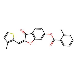 (Z)-2-((3-methylthiophen-2-yl)methylene)-3-oxo-2,3-dihydrobenzofuran-6-yl 2-methylbenzoate structure