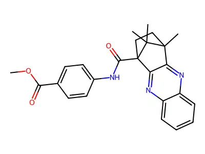 methyl 4-(4,11,11-trimethyl-1,2,3,4-tetrahydro-1,4-methanophenazine-1-carboxamido)benzoate structure