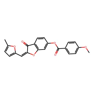 (Z)-2-((5-methylfuran-2-yl)methylene)-3-oxo-2,3-dihydrobenzofuran-6-yl 4-methoxybenzoate structure