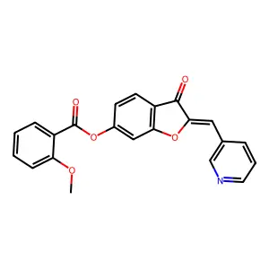(Z)-3-oxo-2-(pyridin-3-ylmethylene)-2,3-dihydrobenzofuran-6-yl 2-methoxybenzoate structure