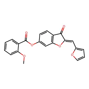 (Z)-2-(furan-2-ylmethylene)-3-oxo-2,3-dihydrobenzofuran-6-yl 2-methoxybenzoate structure