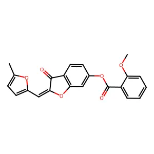 (Z)-2-((5-methylfuran-2-yl)methylene)-3-oxo-2,3-dihydrobenzofuran-6-yl 2-methoxybenzoate structure