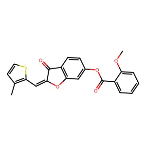 (Z)-2-((3-methylthiophen-2-yl)methylene)-3-oxo-2,3-dihydrobenzofuran-6-yl 2-methoxybenzoate structure